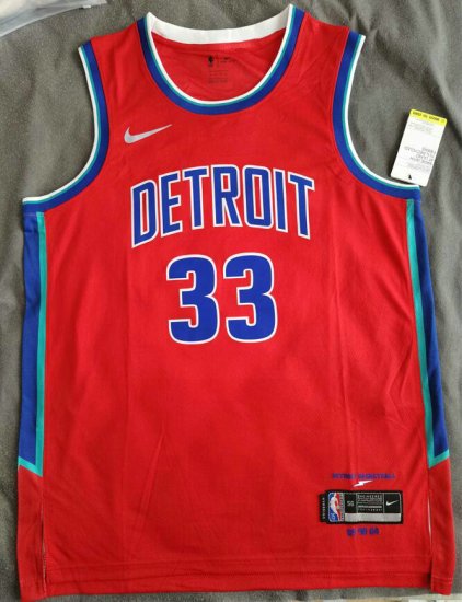 Maillot de Basket #33 Hill Pistons 21-22 city 75th Anniversary Rouge